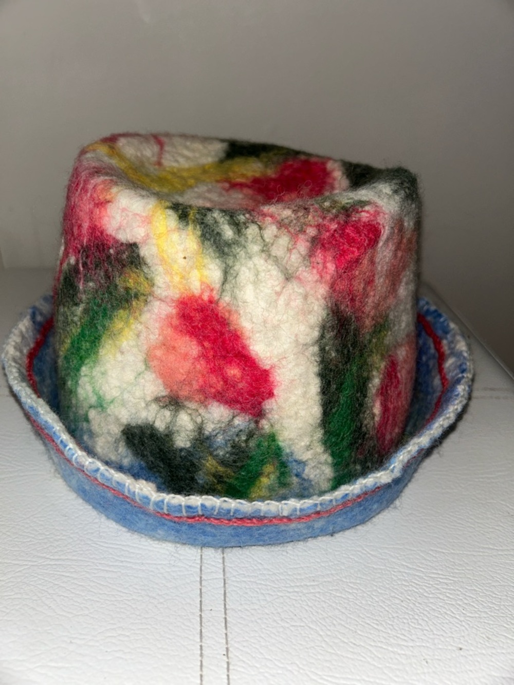 Colorful Kids Felt Bucket Hat with Floral Accents
